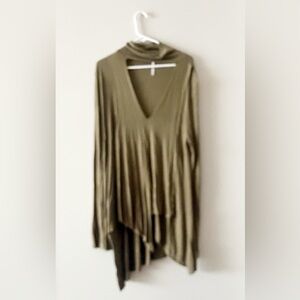 Free people Olive Green Asymmetrical Tunic Top